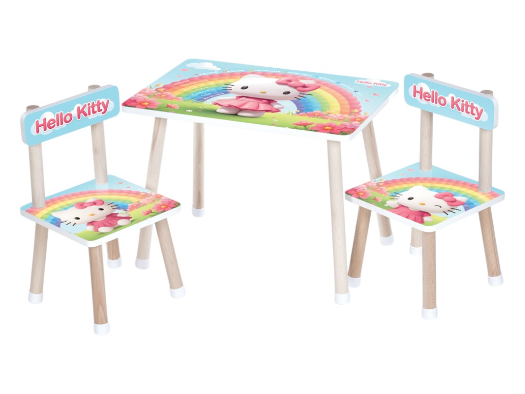 Стол детский M 501-34 Hello Kitty, с 2 стульчиками, деревянный
