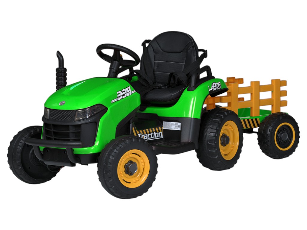 Трактор детский Bambi Racer, с прицепом, 2 передних мотора по 20W, 2 задних мотора по 25W, 1 аккумул