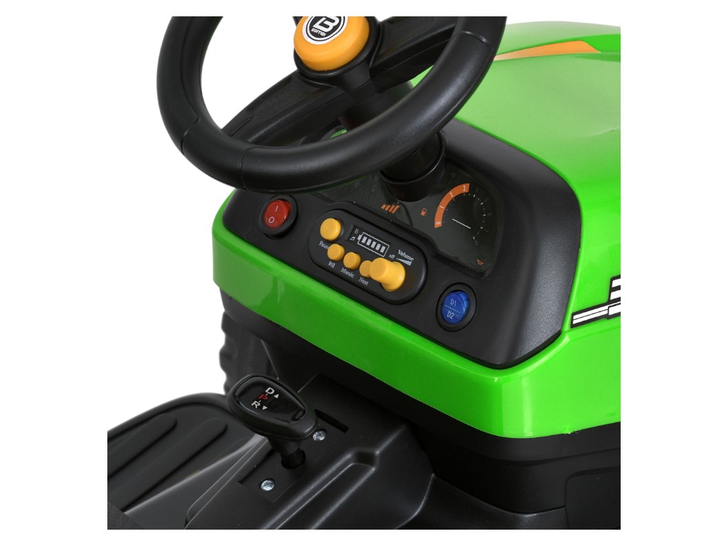 Трактор детский Bambi Racer, с прицепом, 2 передних мотора по 20W, 2 задних мотора по 25W, 1 аккумул