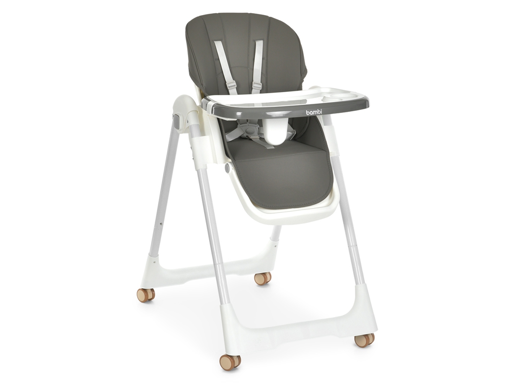 Детский стульчик для кормления Bambi M 5673 Gray, 8 положений высоты, 2 положения спинки, серый