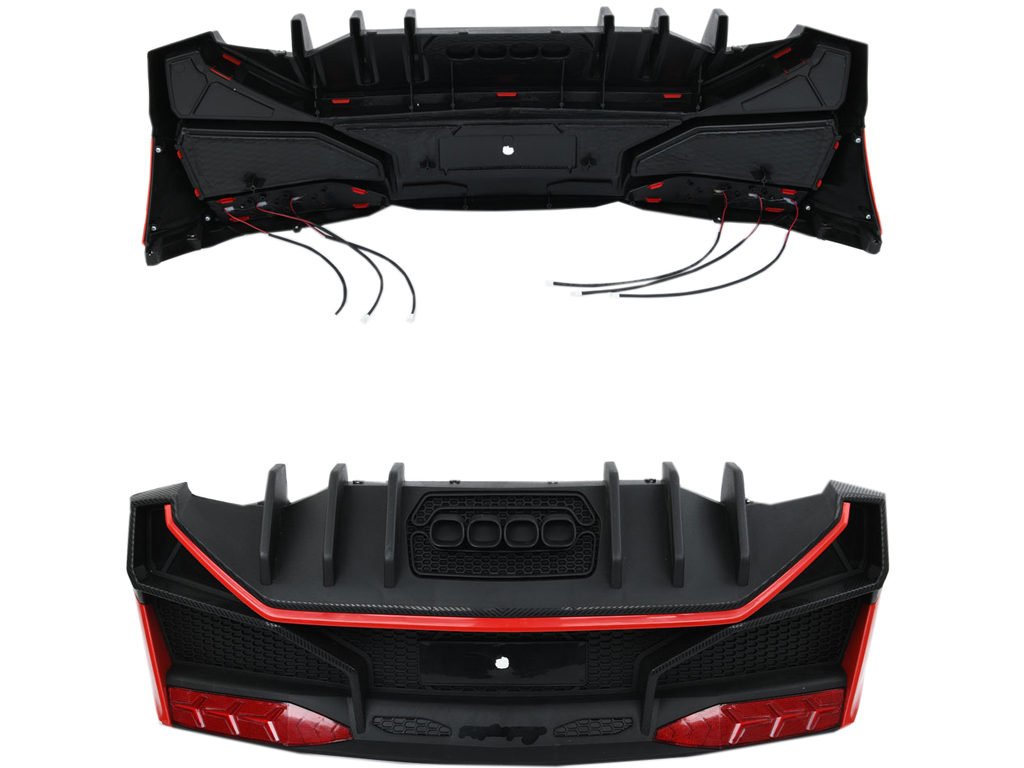 Бампер задний НЕ крашенный красный к машине M 5738. M 5738-REAR BUMPER RED