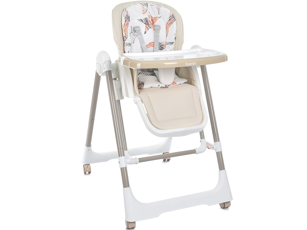 Стільчик для годування 2в1 з механічним заколісуванням. Bambi M 5897 Beige