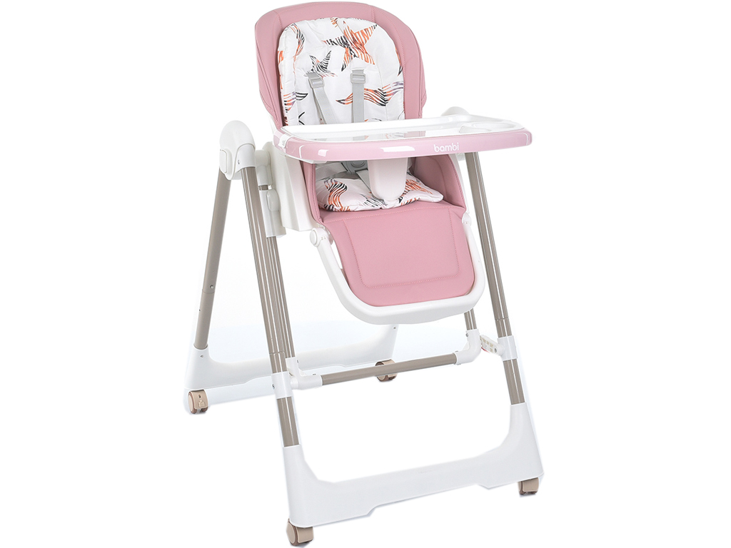 Стільчик для годування 2в1 з механічним заколісуванням. Bambi M 5897 Pink