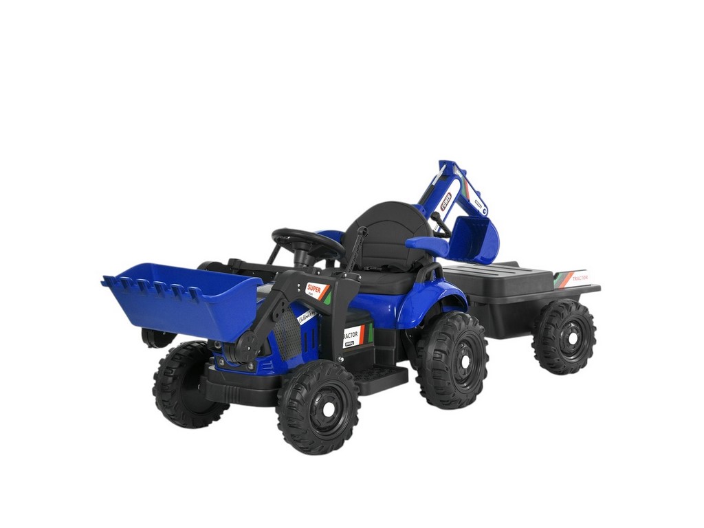 Трактор електричний M 6027EBLR-4 2 мотори 25W, причіп, акумулятор 12V, синій, Bambi Racer