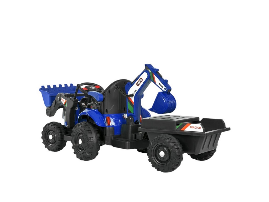 Трактор електричний M 6027EBLR-4 2 мотори 25W, причіп, акумулятор 12V, синій, Bambi Racer