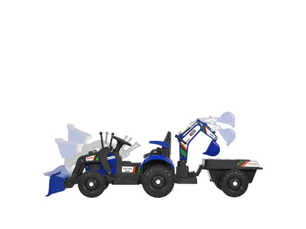 Трактор електричний M 6027EBLR-4 2 мотори 25W, причіп, акумулятор 12V, синій, Bambi Racer