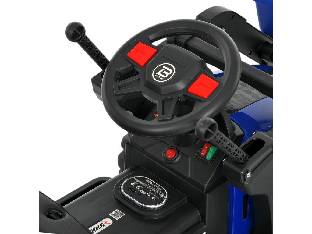 Трактор електричний M 6027EBLR-4 2 мотори 25W, причіп, акумулятор 12V, синій, Bambi Racer
