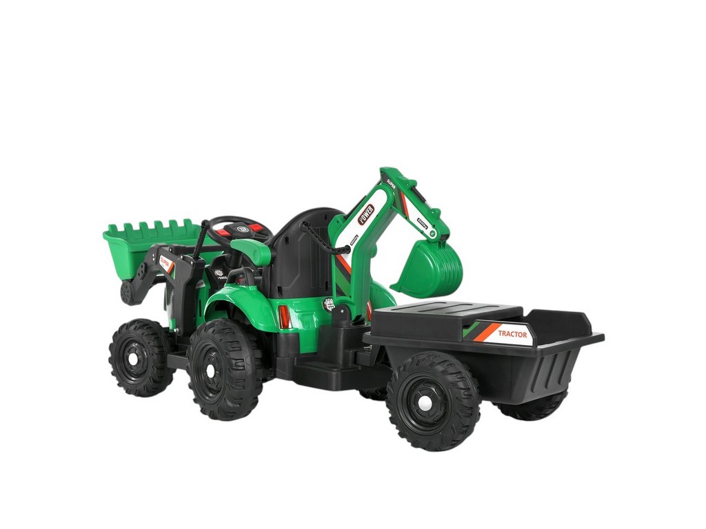 Трактор електричний M 6027EBLR-5 2 мотори 25W, причіп, акумулятор 12V, зелений, Bambi Racer