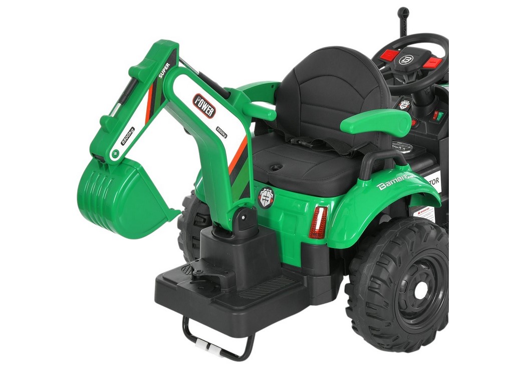 Трактор електричний M 6027EBLR-5 2 мотори 25W, причіп, акумулятор 12V, зелений, Bambi Racer