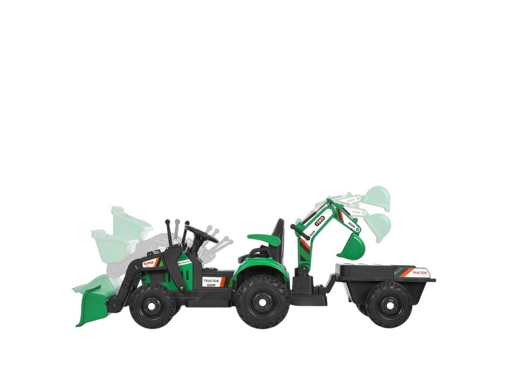 Трактор електричний M 6027EBLR-5 2 мотори 25W, причіп, акумулятор 12V, зелений, Bambi Racer