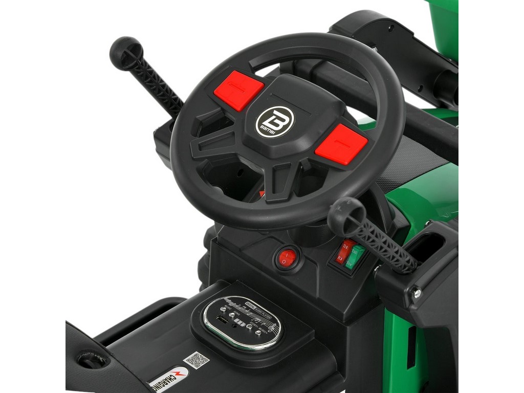 Трактор електричний M 6027EBLR-5 2 мотори 25W, причіп, акумулятор 12V, зелений, Bambi Racer