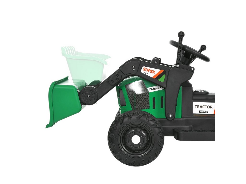 Трактор електричний M 6027EBLR-5 2 мотори 25W, причіп, акумулятор 12V, зелений, Bambi Racer