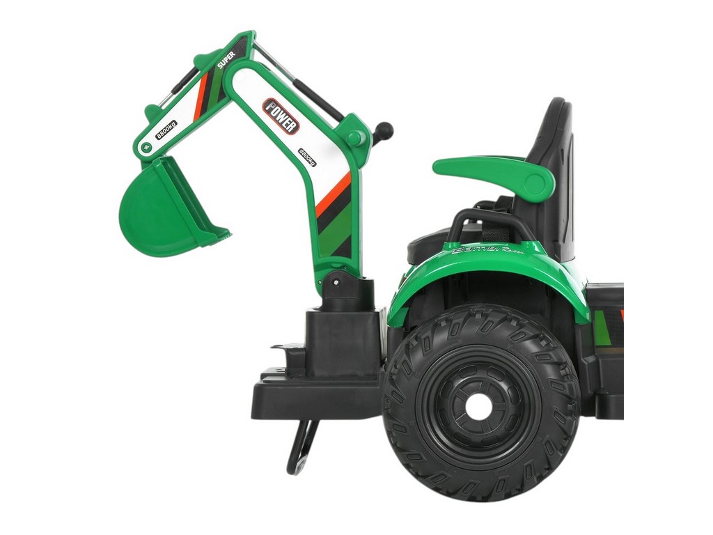 Трактор електричний M 6027EBLR-5 2 мотори 25W, причіп, акумулятор 12V, зелений, Bambi Racer