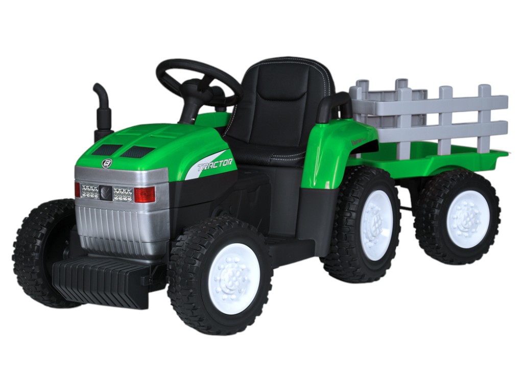 Трактор детский Bambi Racer, с прицепом, 2 мотора 45W, аккумулятор 12V7AH, MP3, USB, EVA-колеса, зел