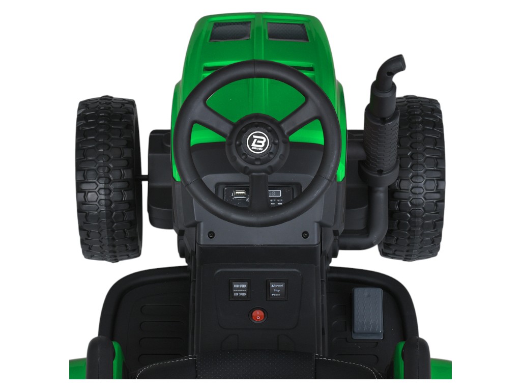 Трактор детский Bambi Racer, с прицепом, 2 мотора 45W, аккумулятор 12V7AH, MP3, USB, EVA-колеса, зел