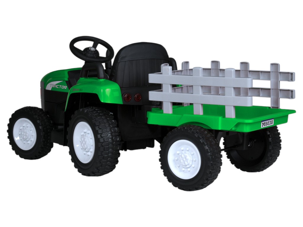 Трактор детский Bambi Racer, с прицепом, 2 мотора 45W, аккумулятор 12V7AH, MP3, USB, EVA-колеса, зел