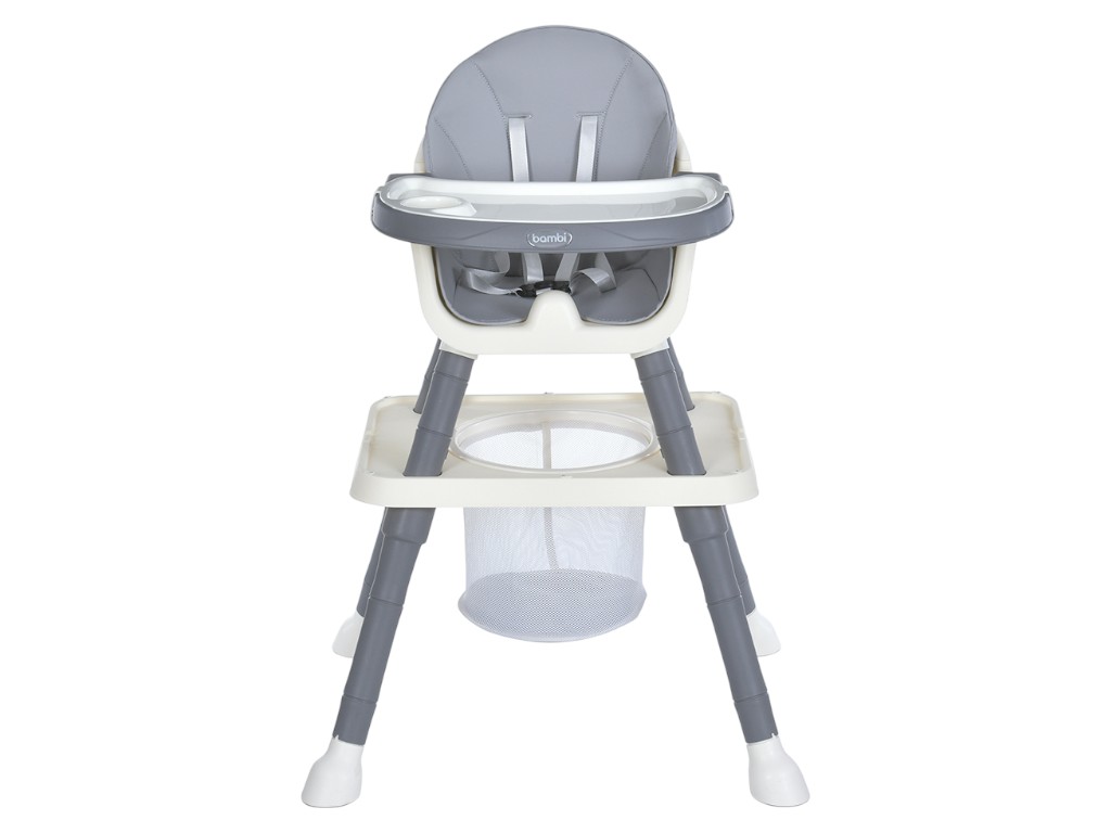 Стульчик для кормления детский, M 6041 Gray 5-в-1. стол-трансформер, экокожа, корзина