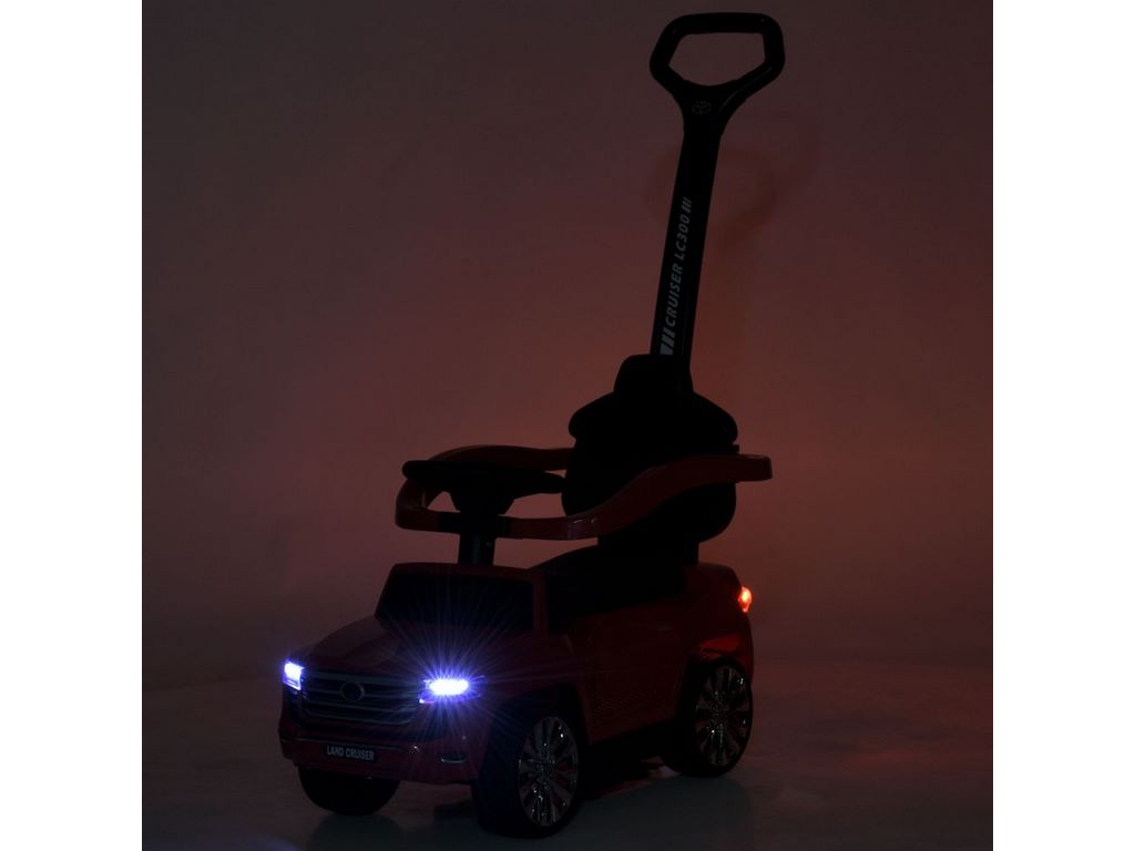 Машина каталка-толокар з батьківською ручкою червона Toyota Land Cruiser