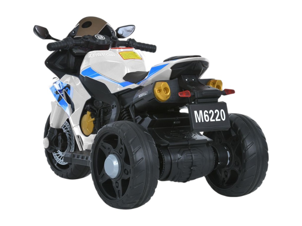 Електромотоцикл дитячий M 6220ELR-1, білий, зі світлом, музикою та Bluetooth, Bambi Racer