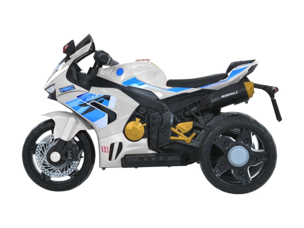 Електромотоцикл дитячий M 6220ELR-1, білий, зі світлом, музикою та Bluetooth, Bambi Racer