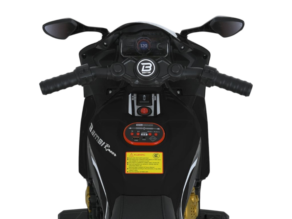 Електромотоцикл дитячий M 6220ELR-2, чорний, зі світлом, музикою та Bluetooth, Bambi Racer