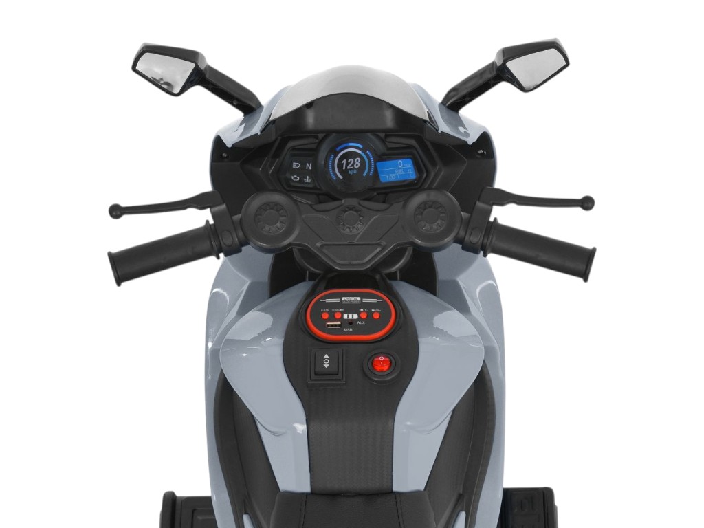 Электромотоцикл детский M 6265EL-11, серый, со светом, музыкой и Bluetooth, Bambi Racer