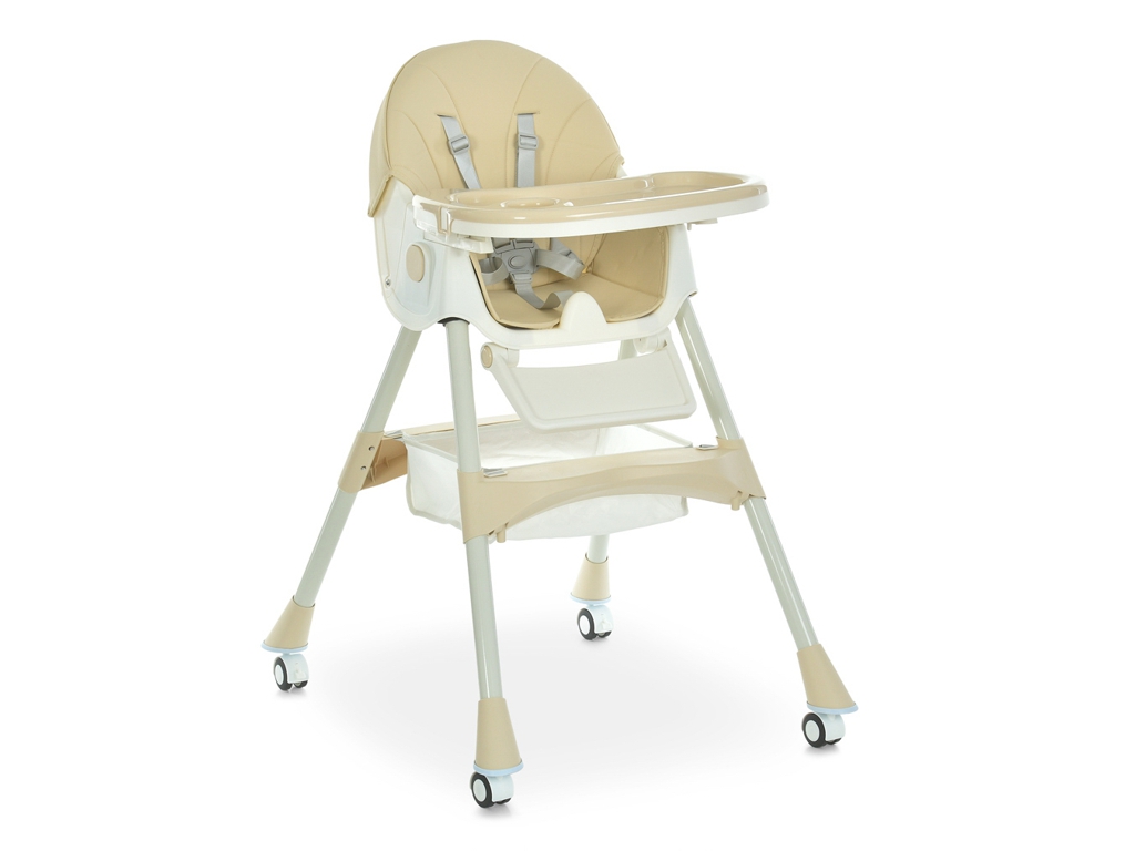 Стільчик для годування, M 6302 Beige, складний, 5-точкові ремені, бежевий, Bambi