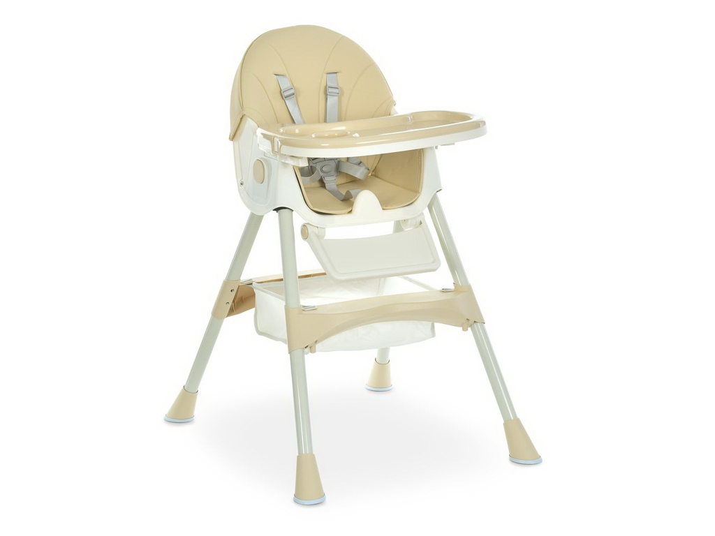 Стільчик для годування, M 6302 Beige, складний, 5-точкові ремені, бежевий, Bambi