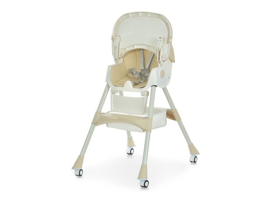 Стільчик для годування, M 6302 Beige, складний, 5-точкові ремені, бежевий, Bambi