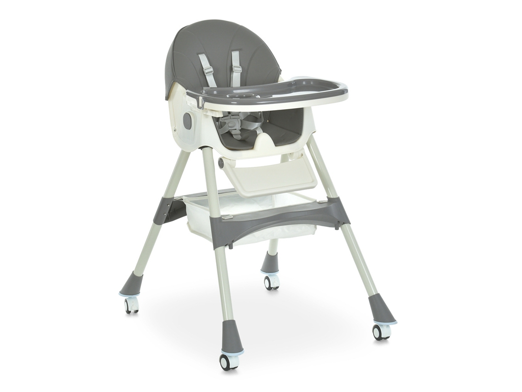 Стульчик для кормления, M 6302 Gray, складной, 5-точечные ремни, серый, Bambi