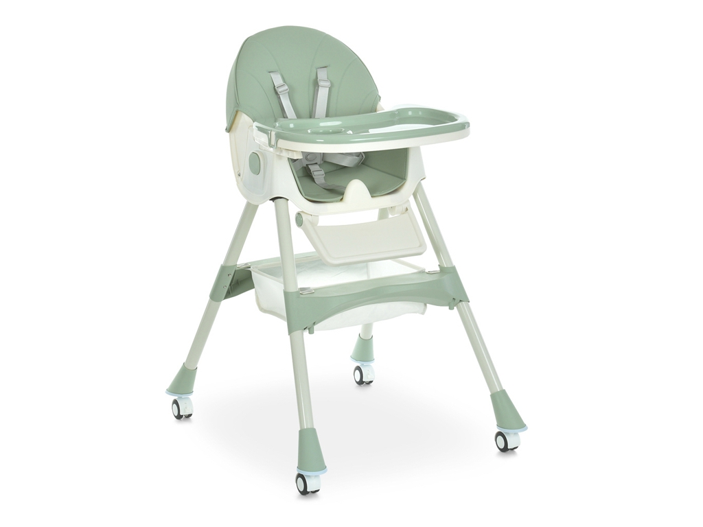 Стульчик для кормления, M 6302 Olive, складной, 5-точечные ремни, зеленый, Bambi