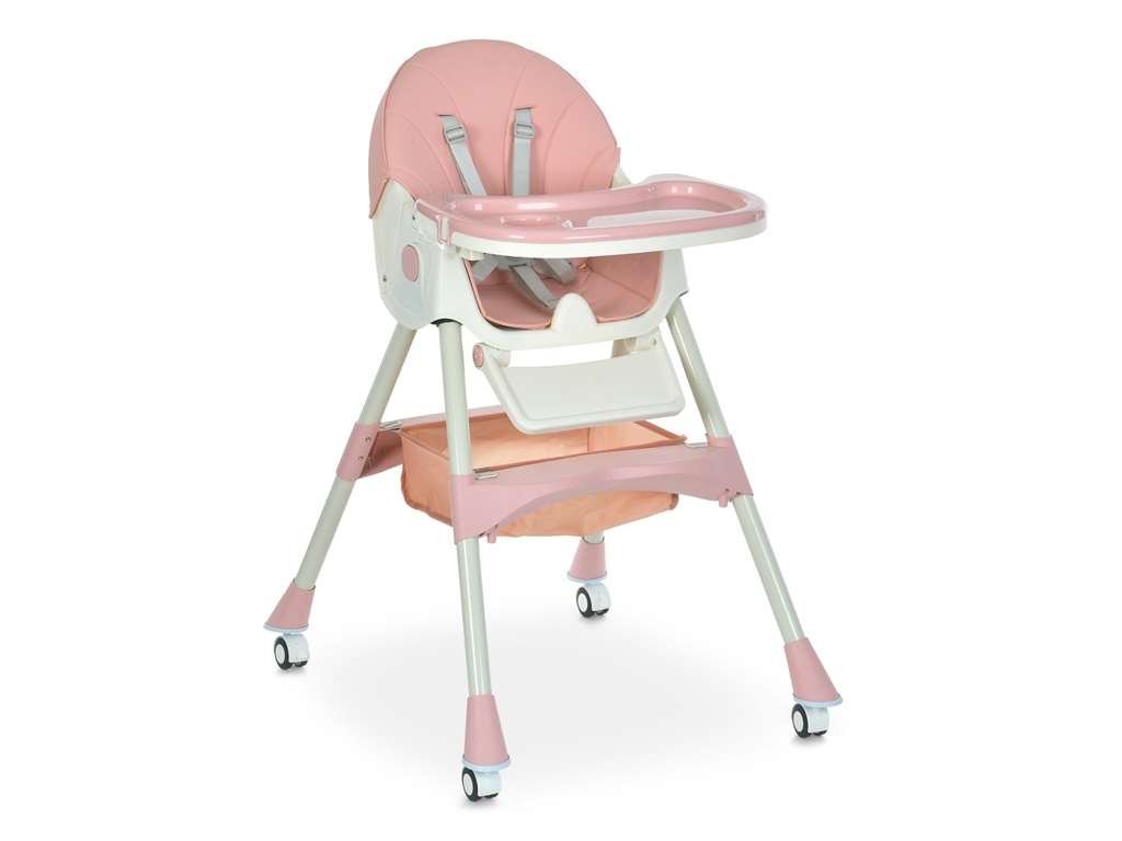 Стульчик для кормления, M 6302 Pink, складной, 5-точечные ремни, розовый, Bambi