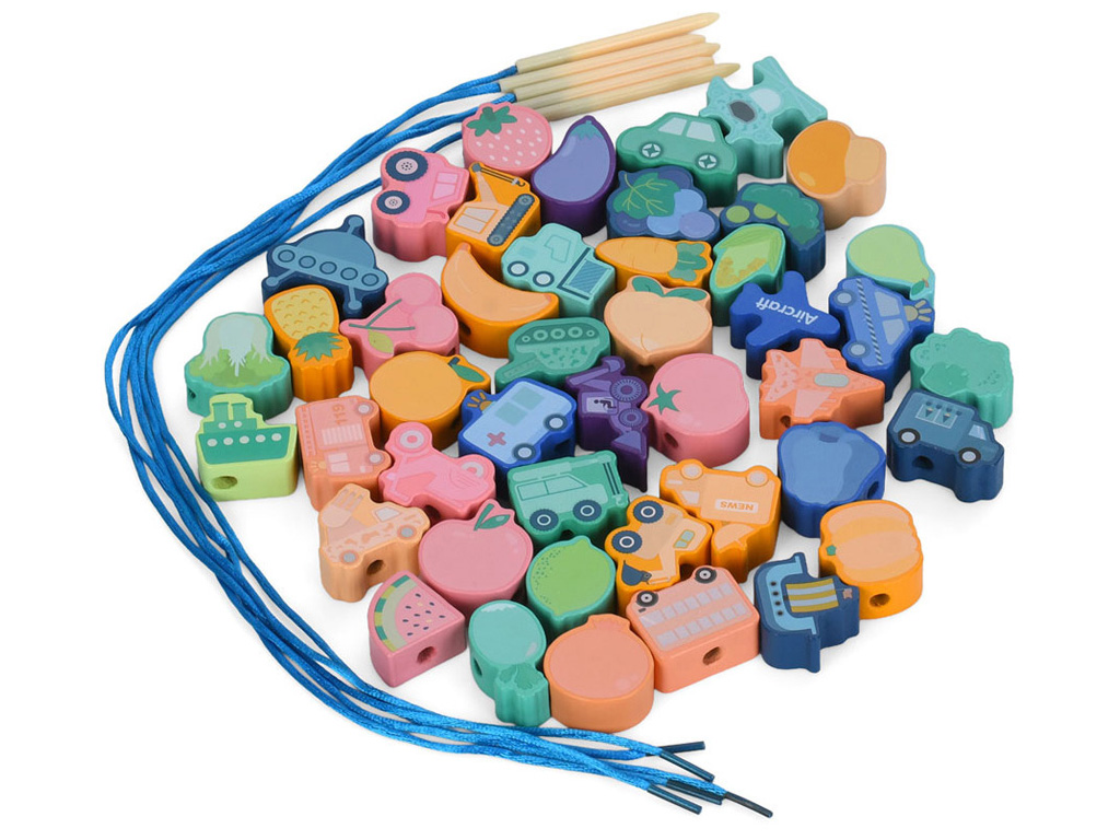 Шнуровка деревянная с фигурками MD 0145, набор для нанизывания, 2 вида, Tree Toys