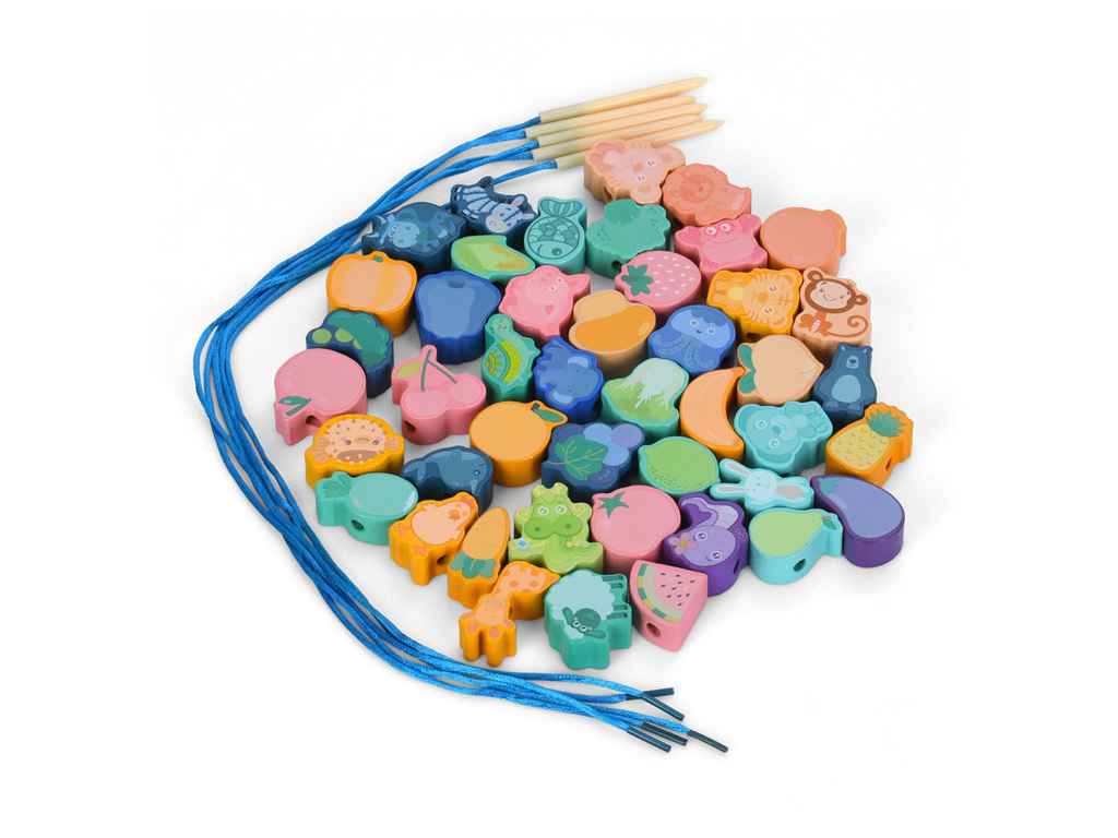 Шнуровка деревянная с фигурками MD 0145, набор для нанизывания, 2 вида, Tree Toys