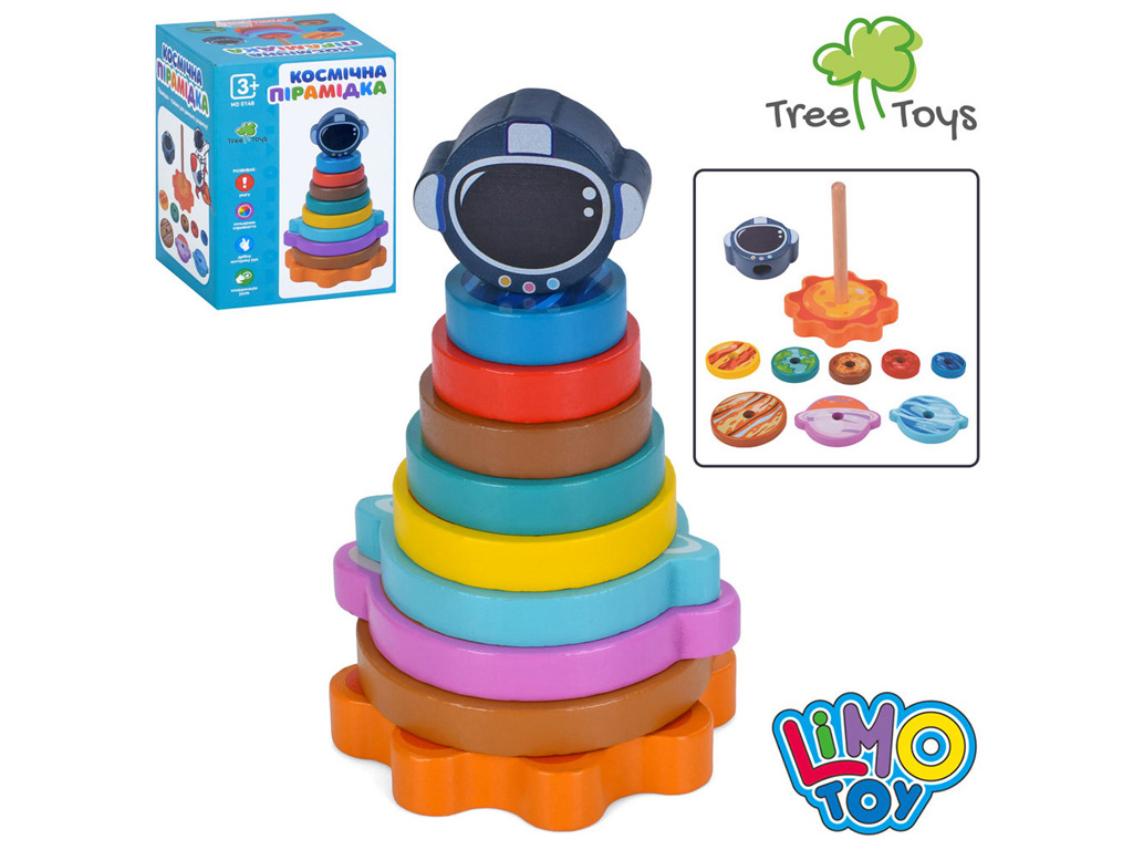 Деревянная пирамидка Космонавт MD 0148, Tree Toys