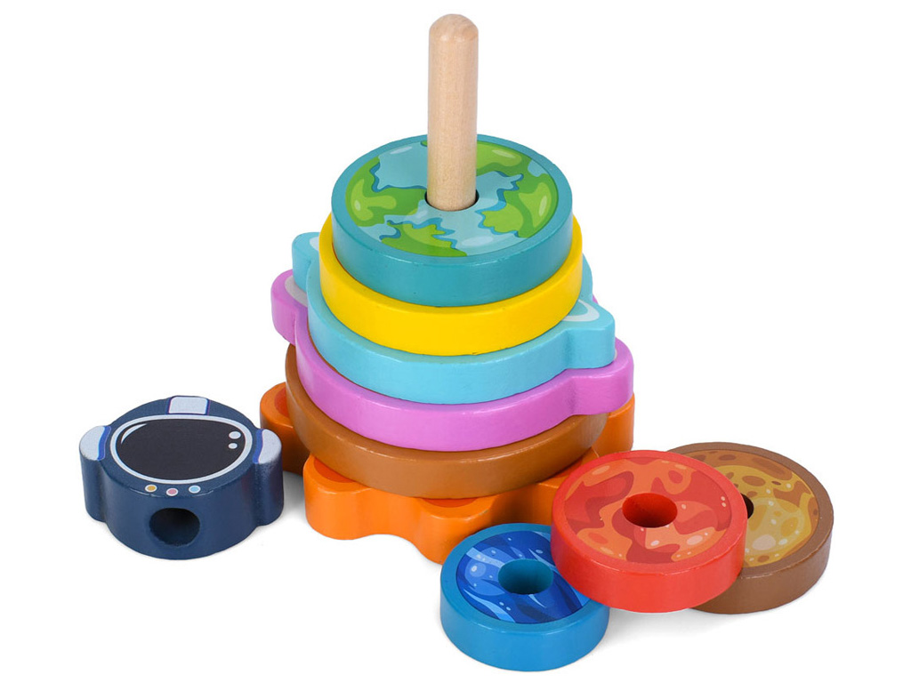 Деревянная пирамидка Космонавт MD 0148, Tree Toys