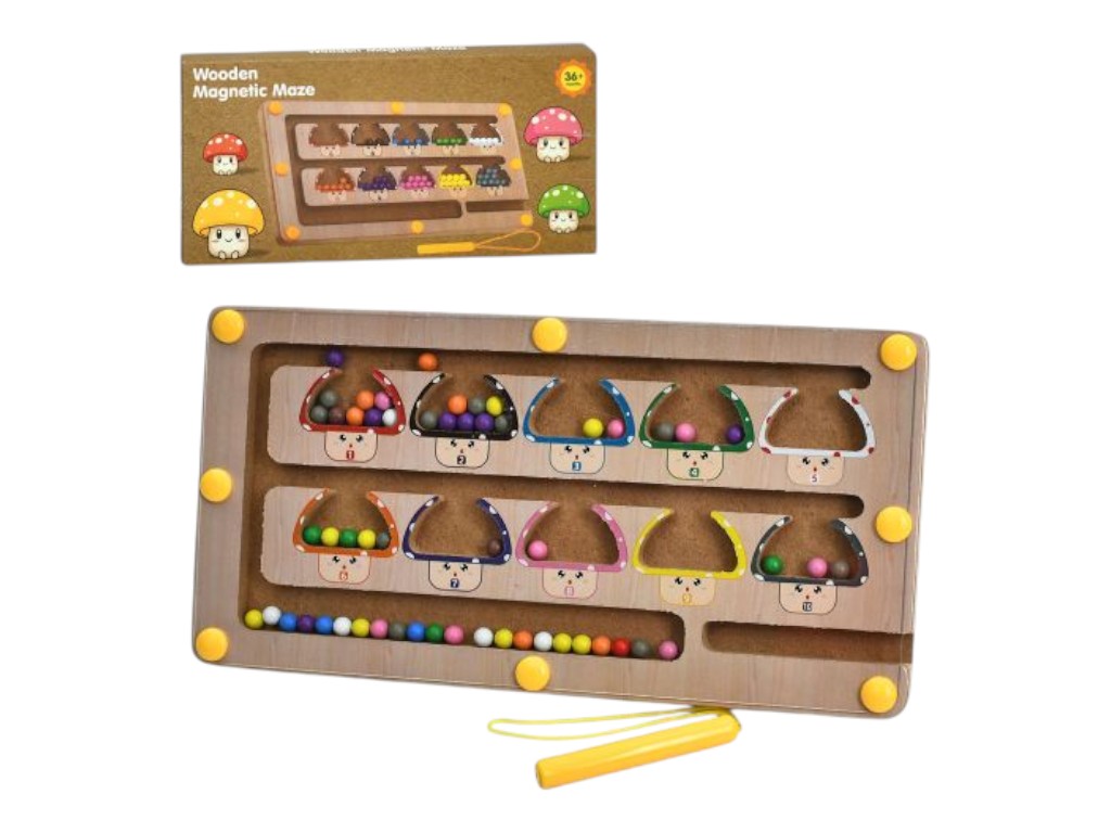 Деревянная магнитная игрушка-лабиринт MD 0369, обучающая, с шариками, 22×11 см