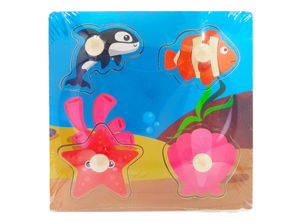 Деревянная игрушка рамка-вкладыш с ручкой, 15×15 см, 4 фигуры, микс видов (цена за 1 шт)
