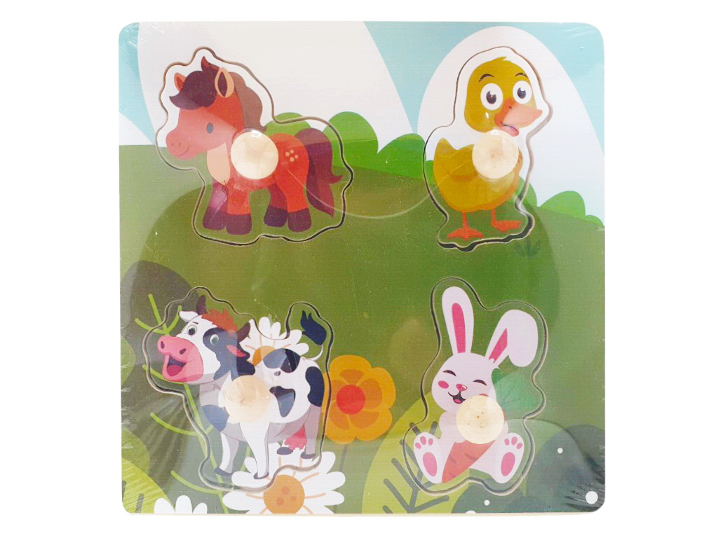 Деревянная игрушка рамка-вкладыш с ручкой, 15×15 см, 4 фигуры, микс видов (цена за 1 шт)