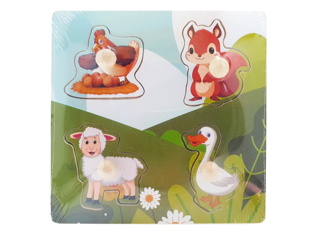 Деревянная игрушка рамка-вкладыш с ручкой, 15×15 см, 4 фигуры, микс видов (цена за 1 шт)