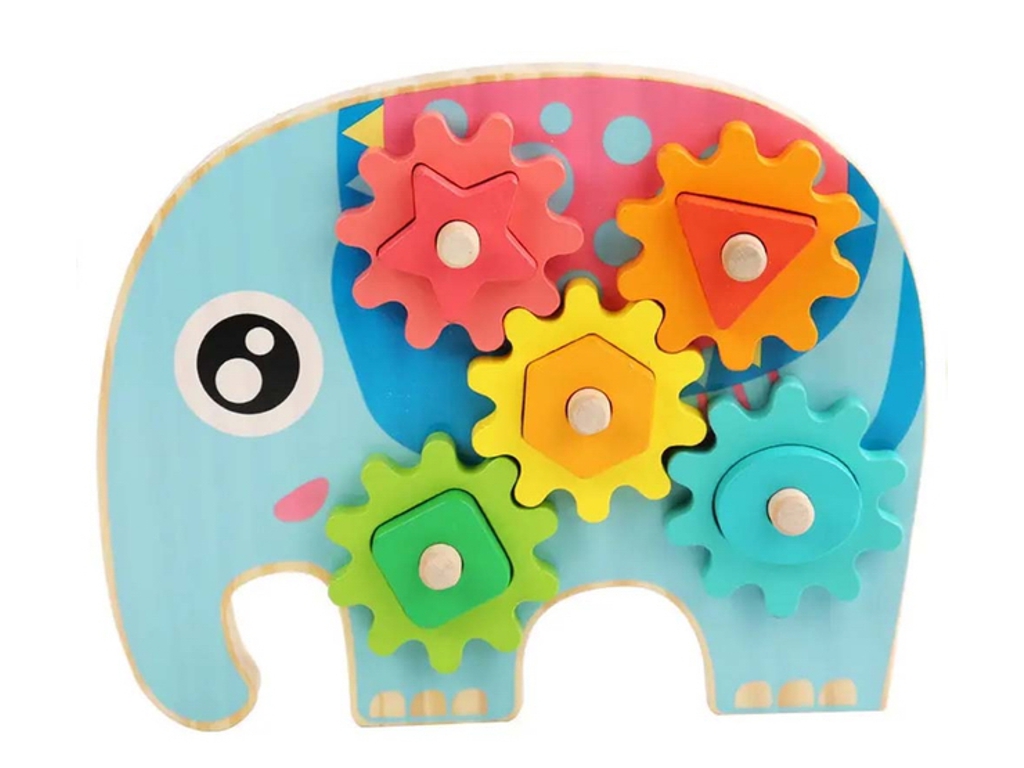 Деревянная логическая игра с фигурами и шестернями 19 см, Tree Toys MD 1583, 2 вида