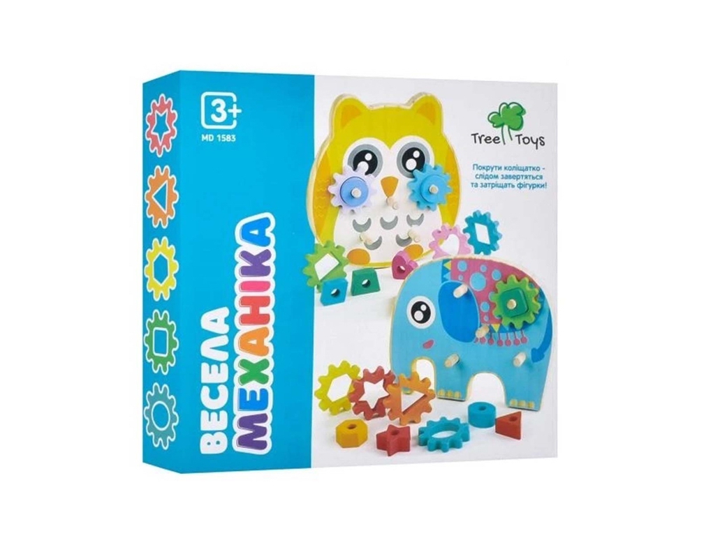 Деревянная логическая игра с фигурами и шестернями 19 см, Tree Toys MD 1583, 2 вида