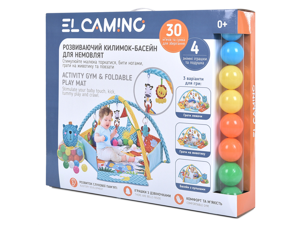 Килимок для немовляти 2в1 ME 1171 Color, 30 шариків, 4 підвіски, EL CAMINO