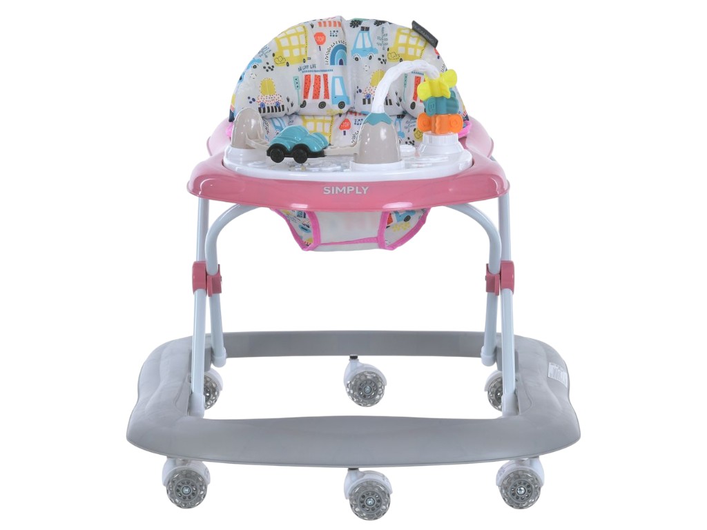 Ходунки El Camino ME 1215 SIMPLY Pink, музыкальные, 8 колес, стопор, на батарейках, розовые