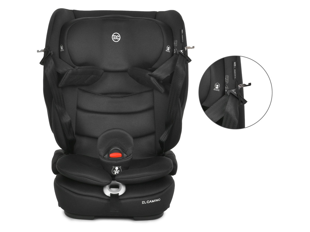 Детское автокресло El Camino i-PRO ME 1234 Black, 76-150 см, ISOFIX, Top Tether, черный