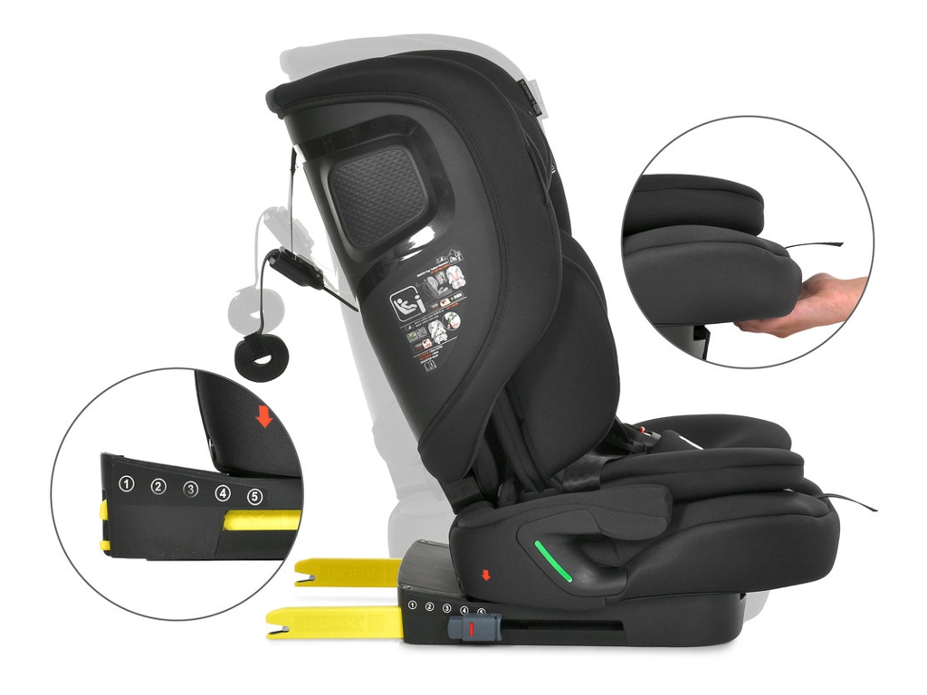 Детское автокресло El Camino i-PRO ME 1234 Black, 76-150 см, ISOFIX, Top Tether, черный