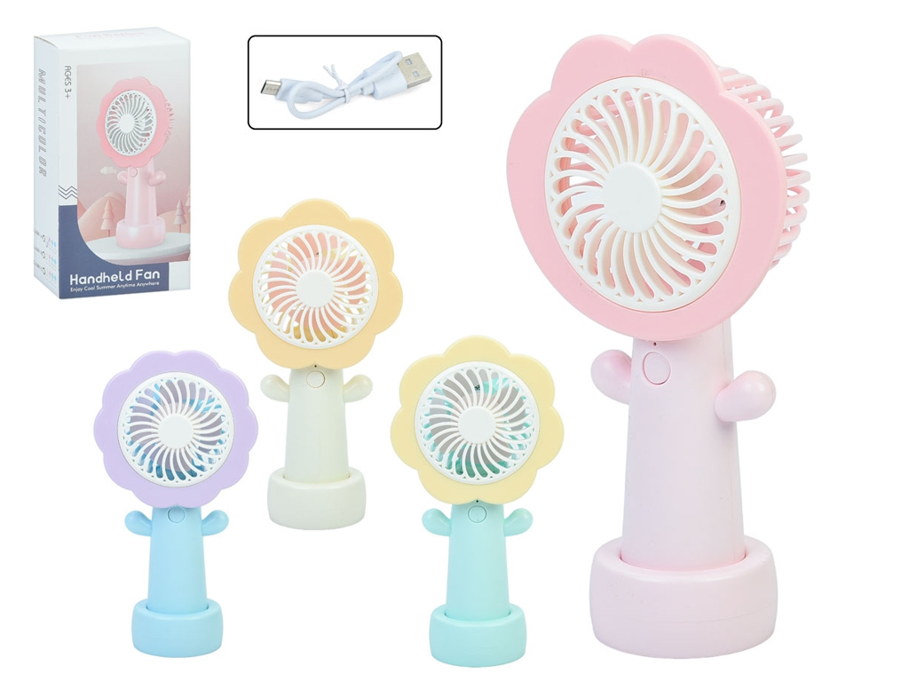 Вентилятор портативный 2в1 MK 5712, 15 см, 3 скорости, USB зарядка, 4 вида