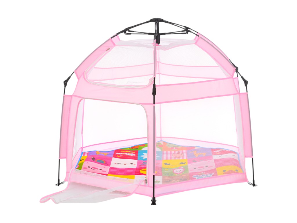 Намет автоматичний MR 1512 Powder Pink 146×127×110 см, вхід на блискавці, BabyToys