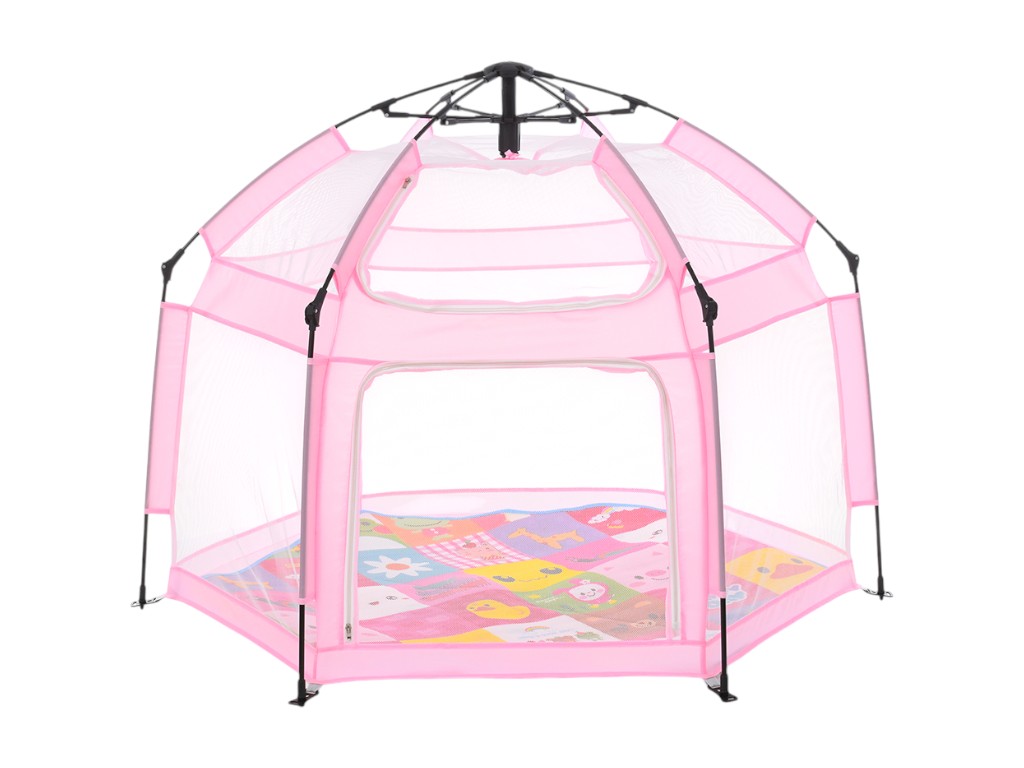 Намет автоматичний MR 1512 Powder Pink 146×127×110 см, вхід на блискавці, BabyToys