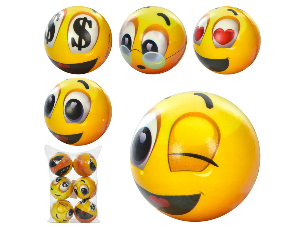 Мяч детский фомовый Emoji MS3521-3, 10 см, со смайлами, микс видов